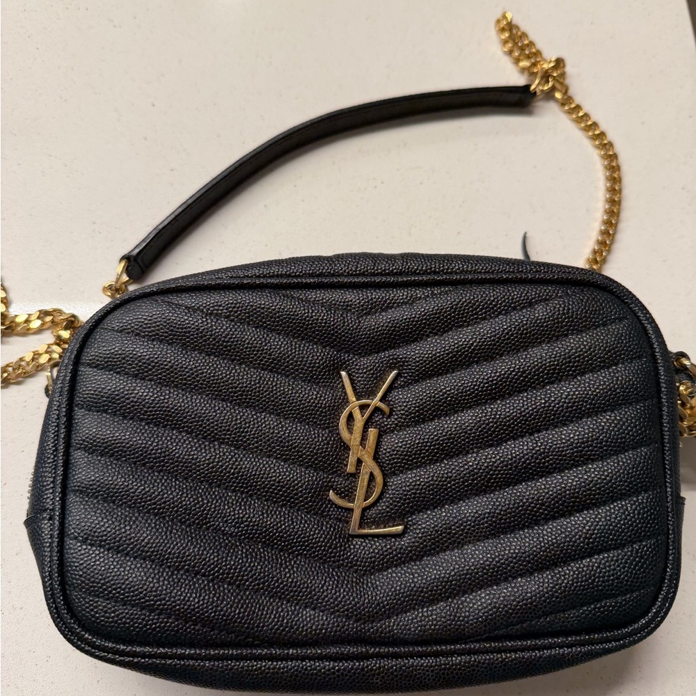 AUTHENTIC SAINT LAURENT YSL Women's Lou Mini Leather Crossbody Bag